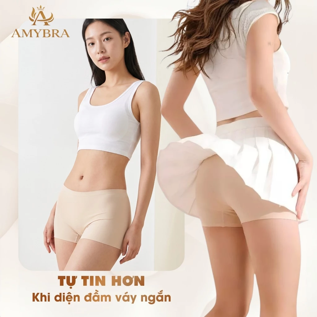 Quần Đúc Su Mặc Váy Thoáng Mát, Quần Mặc Trong Váy Siêu Nhẹ AMYBRA V8205