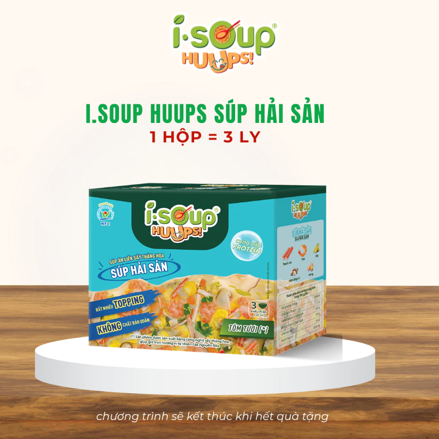 QUÀ TẶNG KHÔNG BÁN - ISOUP HUUPS! SÚP HẢI SẢN (HỘP 3 VIÊN)