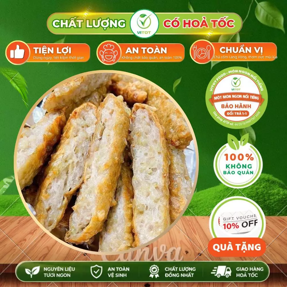 Chả Cốm VITOT Đặc Sản Hà Thành Hương Vị Thơm Ngon Riêng Biệt, Siêu Cốm