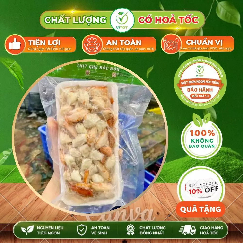 Thịt Ghẹ Bóc Nõn Sẵn VITOT Hải Sản Tươi Sống Đông Lạnh Thịt Chắc Ngọt