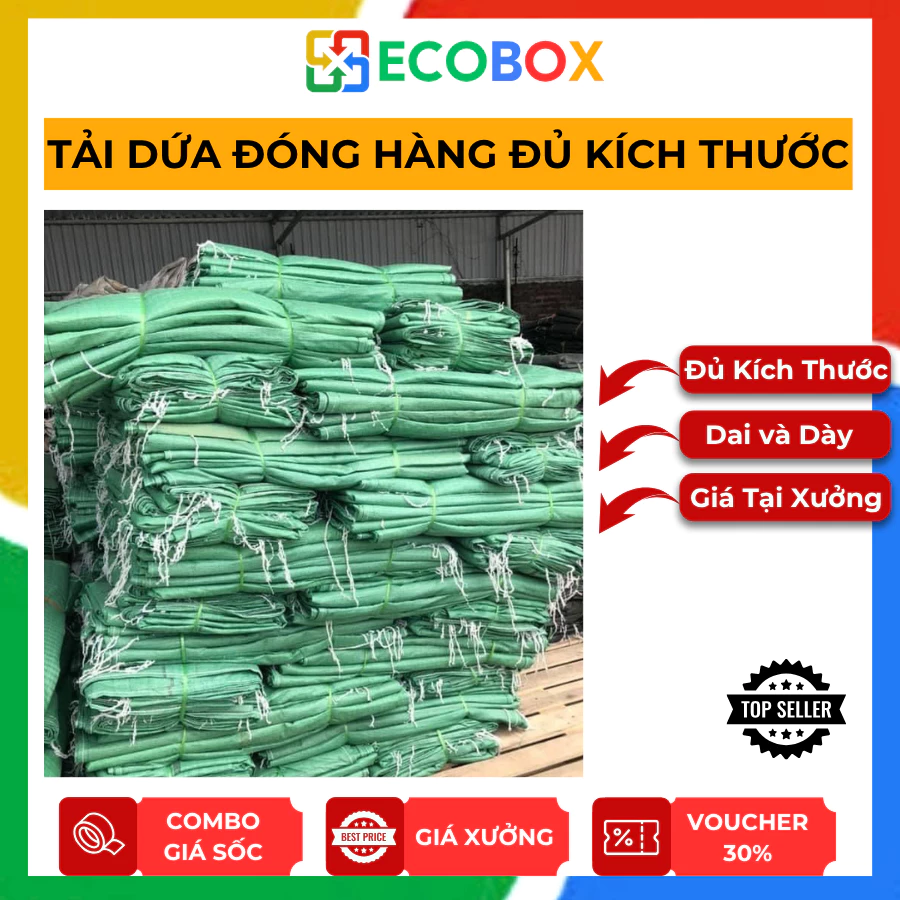 [ECOBOX] - [COMBO 50] Bao Tải Dứa Đóng Hàng, Tải Xanh Nhiều Kích Thước - Hàng Đẹp Giá Xịn