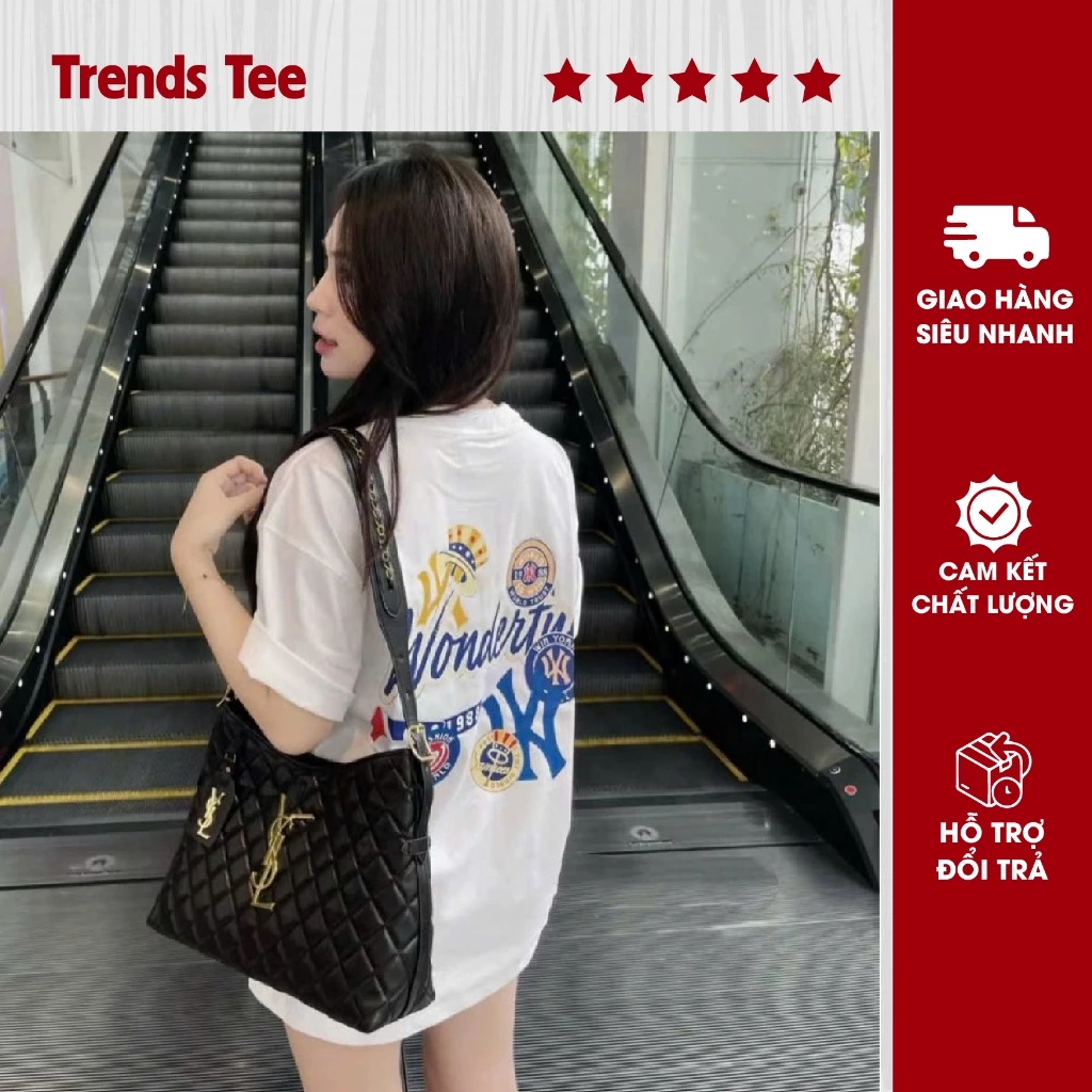 Áo Thun Nam Nữ Cotton 100% Cao Cấp 250Gsm In Hình NY Wonderful Form Dày Dặn Co Giãn 2 Chiều