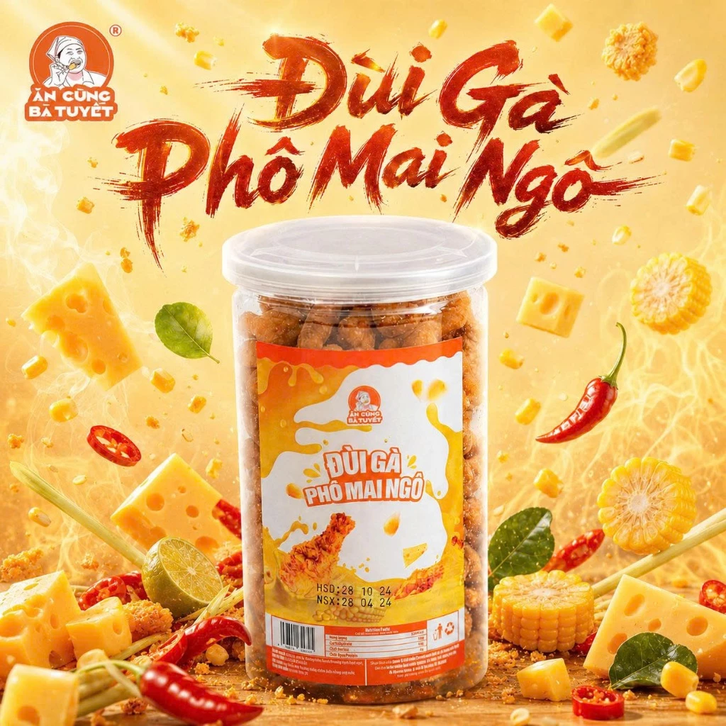 1 hũ Snack Đùi Gà vị Phô Mai Ngô ( bắp ) - ăn vặt thì phải ĂN CÙNG BÀ TUYẾT M33