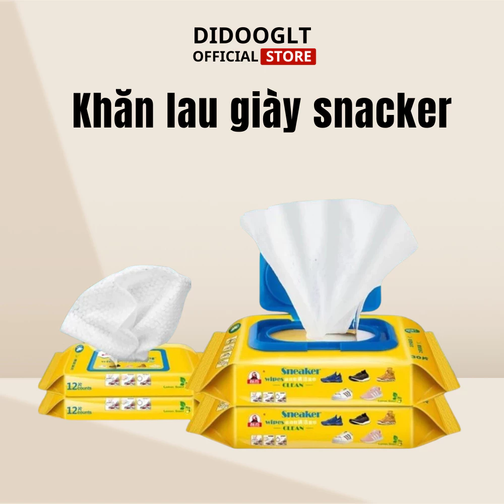 Khăn lau giày snacker Didooglt, giấy ướt lau túi xách giày dép vệ sinh giày dép balo Không Hoá Chất