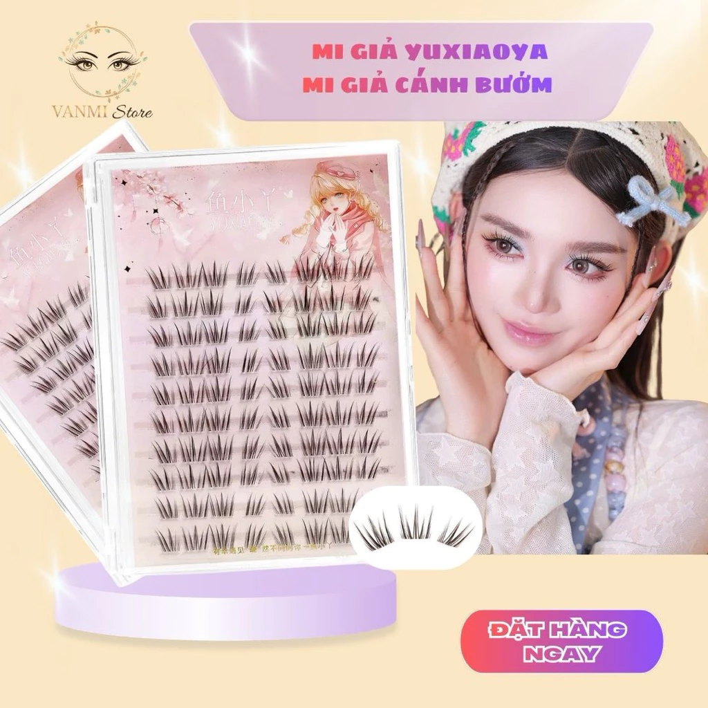 Lông Mi Giả Màu Nâu Đen Lên Mắt Đẹp Tự Nhiên, Mi Yuxiaoya cụm 10 hàng