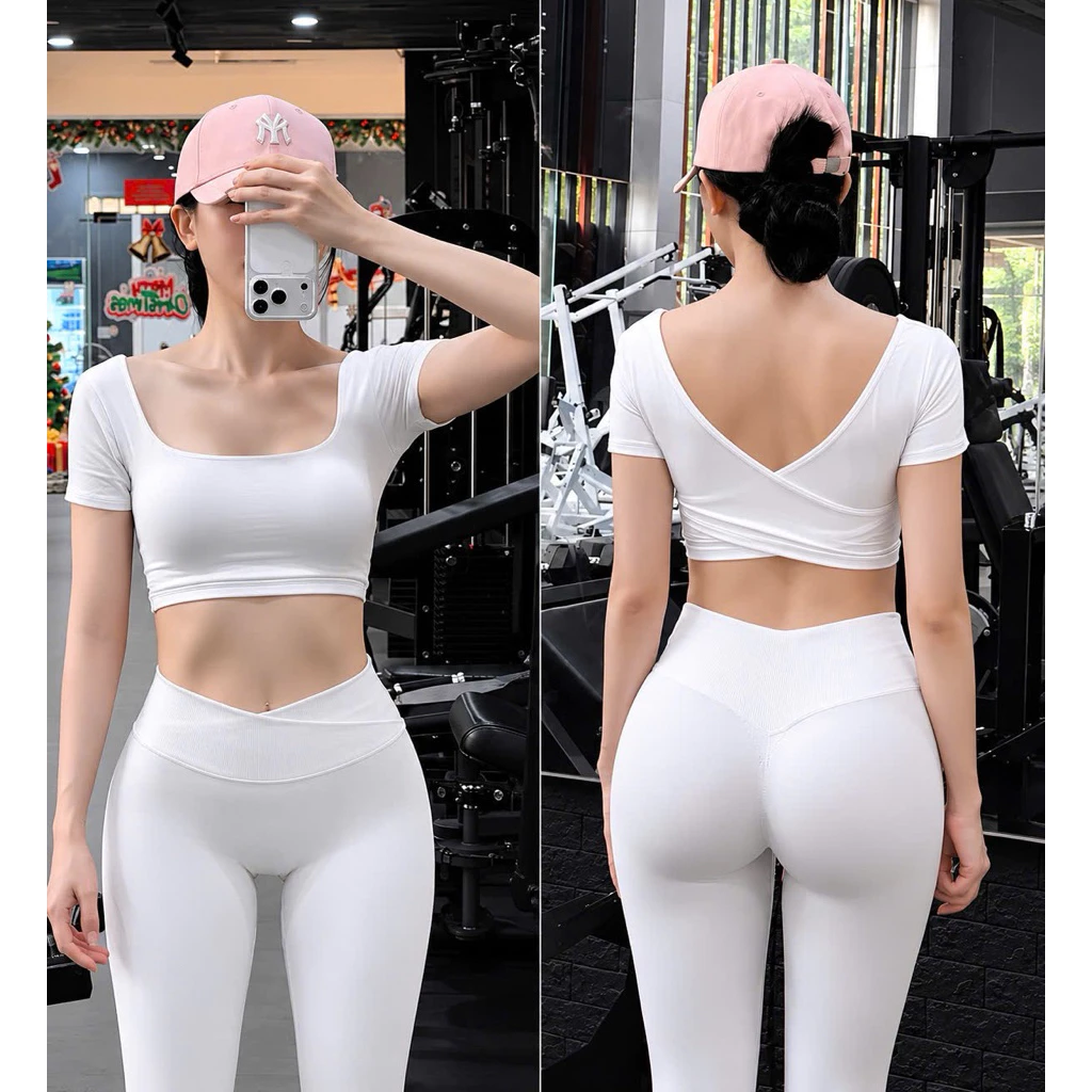MIDORI SPORT - ÁO CROTOP ĐẮP CHÉO SAU LƯNG CDC12 - THUN LẠNH LULU - KÈM MÚT RỜI - THÍCH HỢP ĐI TẬP GYM , YOGA , AEROBIC