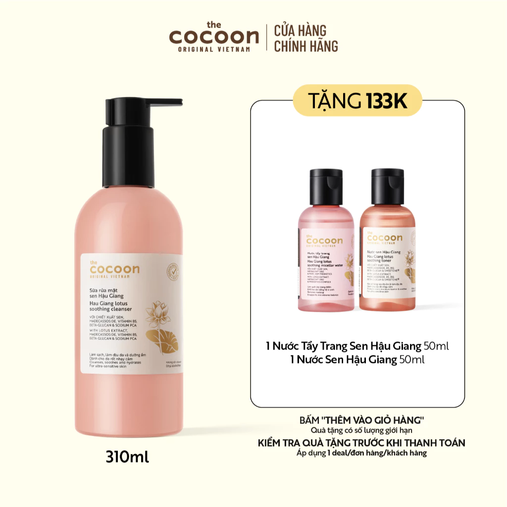 Bigsize - Sữa rửa mặt sen Hậu Giang Cocoon 310ml