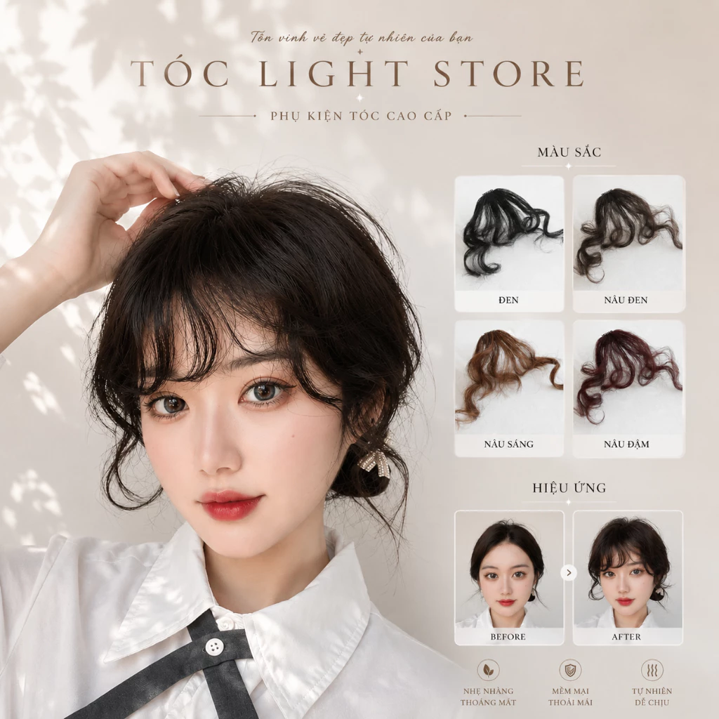Tóc Mái giả xoăn rose mới nhất xoăn thưa, tóc mái giả xoăn tự nhiên phong cách Hàn Quốc 325952