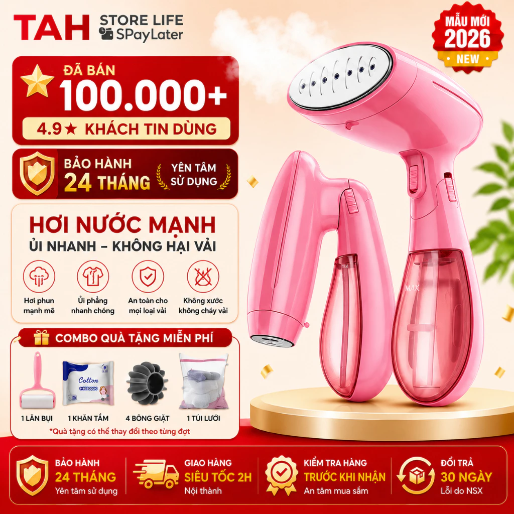 Bàn Ủi Hơi Nước Cầm Tay Cao Cấp 1550W - Hơi Nước Mạnh, Ủi Phẳng Nhanh, Không Hại Vải, Bảo Hành 24T
