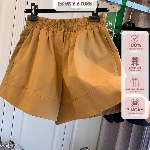 QUẦN ĐÙI NỮ KAKI THÔ CẠP CAO – DÁNG RỘNG THOẢI MÁI, DỄ PHỐI ĐỒ- Q129