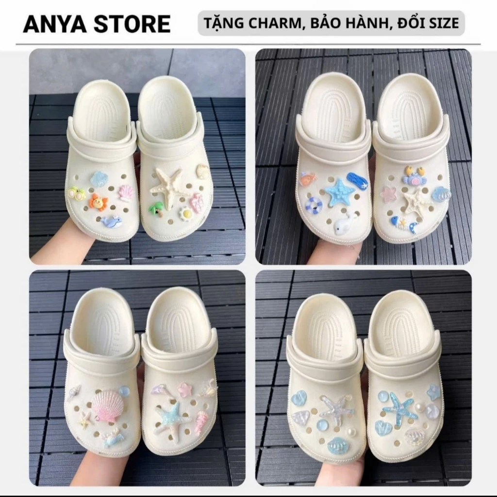 [ TẶNG CHARM ] Dép Sục Sao Biển Dễ Thương Quai Hậu Dép Đúc, Dép Sục Eva Nam Nữ QH3