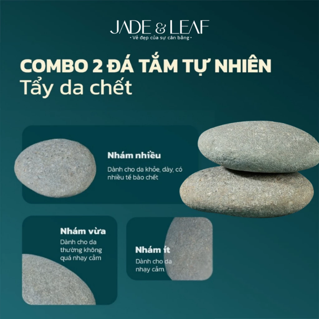 Combo 2 Viên Đá Tắm Kì Ghét Đá Cuội Kì Da Chết Body Jade&Leaf Tự Nhiên Gót chân Triệt Lông