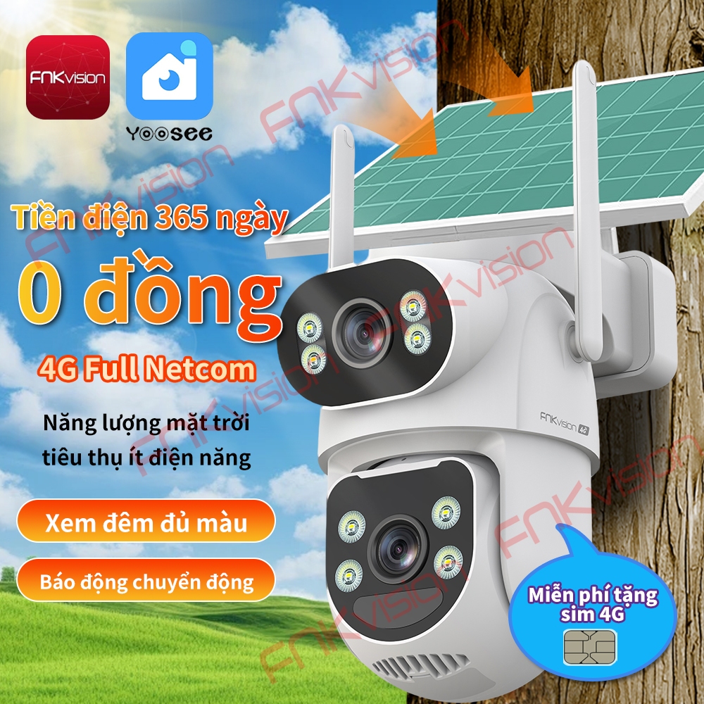 Camera Yoosee năng lượng mặt trời 4G Fnkvision,xoay chuyển quan sát 360 độ…