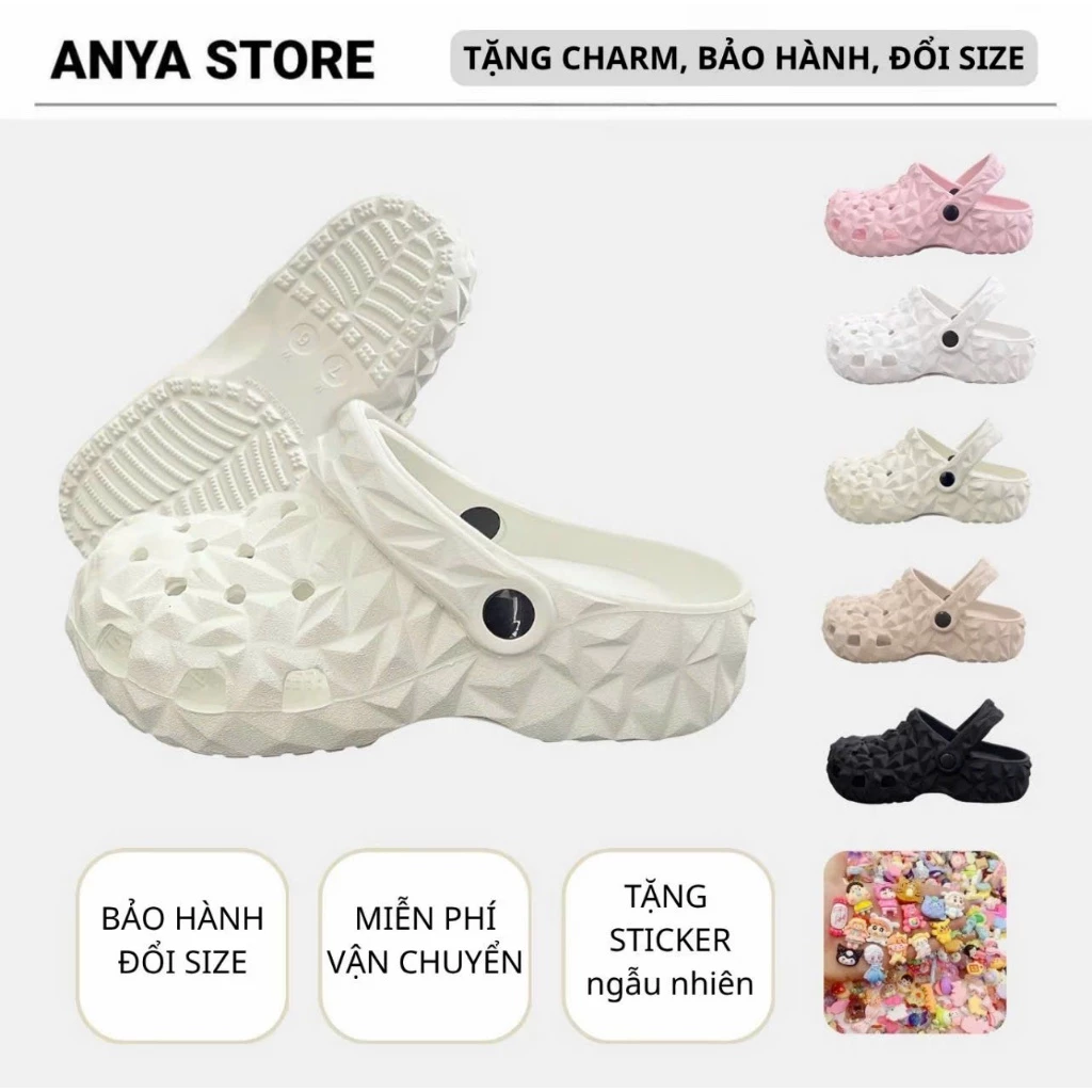 [ Tặng Kèm Sticker Ngẫu Nhiên ] Dép Sục Kim Cương Nam Nữ Thoáng Chất Liệu EVA Nhẹ Êm Chân Phong Cách Dễ Phối Đồ