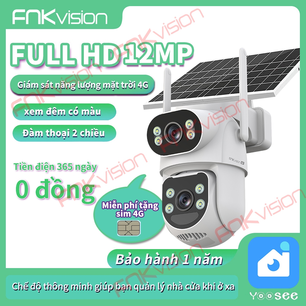 Camera năng lượng mặt trời 4G Yoosee, 2 mắt 12MP D38Z/4G , xoay chuyển quan…