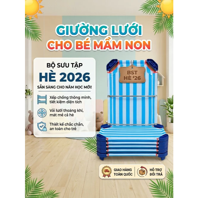 Giường lưới cho trẻ nằm ngủ ở bán trú và ở nhà- Hàng chuẩn 2 Nan Võng VNXK