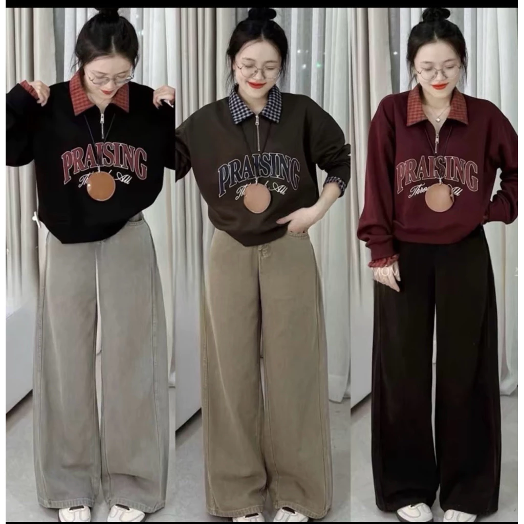 Quần jeans suông mềm lai bản cuốn có 3 tông màu với 2 chiều dài 95cm và 103cm WJeans024