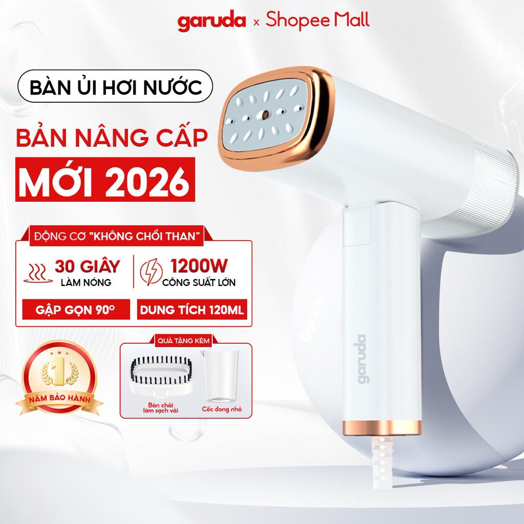 Bàn là hơi nước cầm tay GARUDA gấp gọn tiện lợi, Tay cầm gấp gọn 90° 1200W…