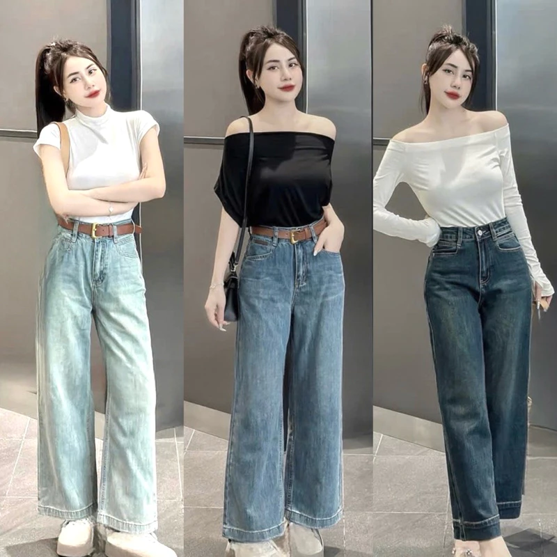 Quần Jeans Suông Đứng Bản Lai To Chất QC mềm WJeans034