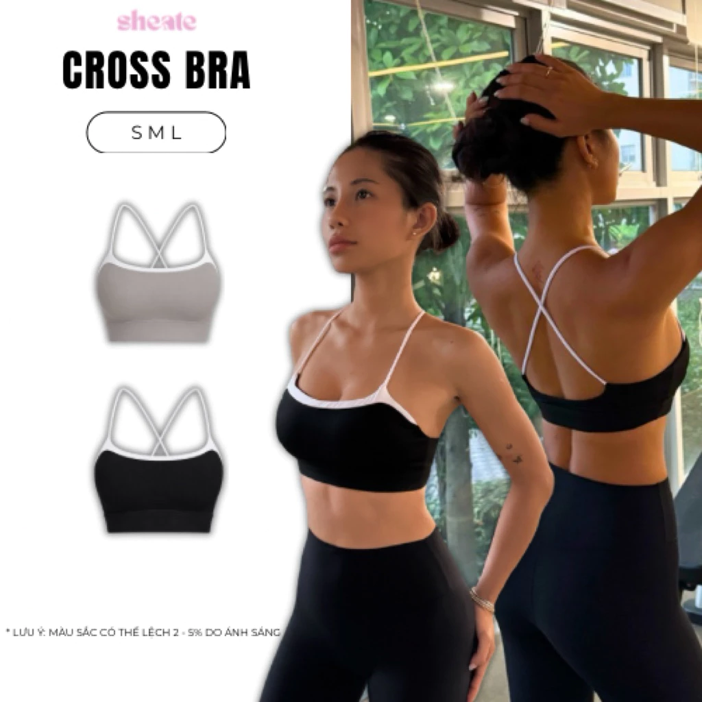 Cross Bra – Áo Bra Thể Thao Dây Chéo Lưng Nữ, Co Giãn 4 Chiều, Đệm Tháo Rời