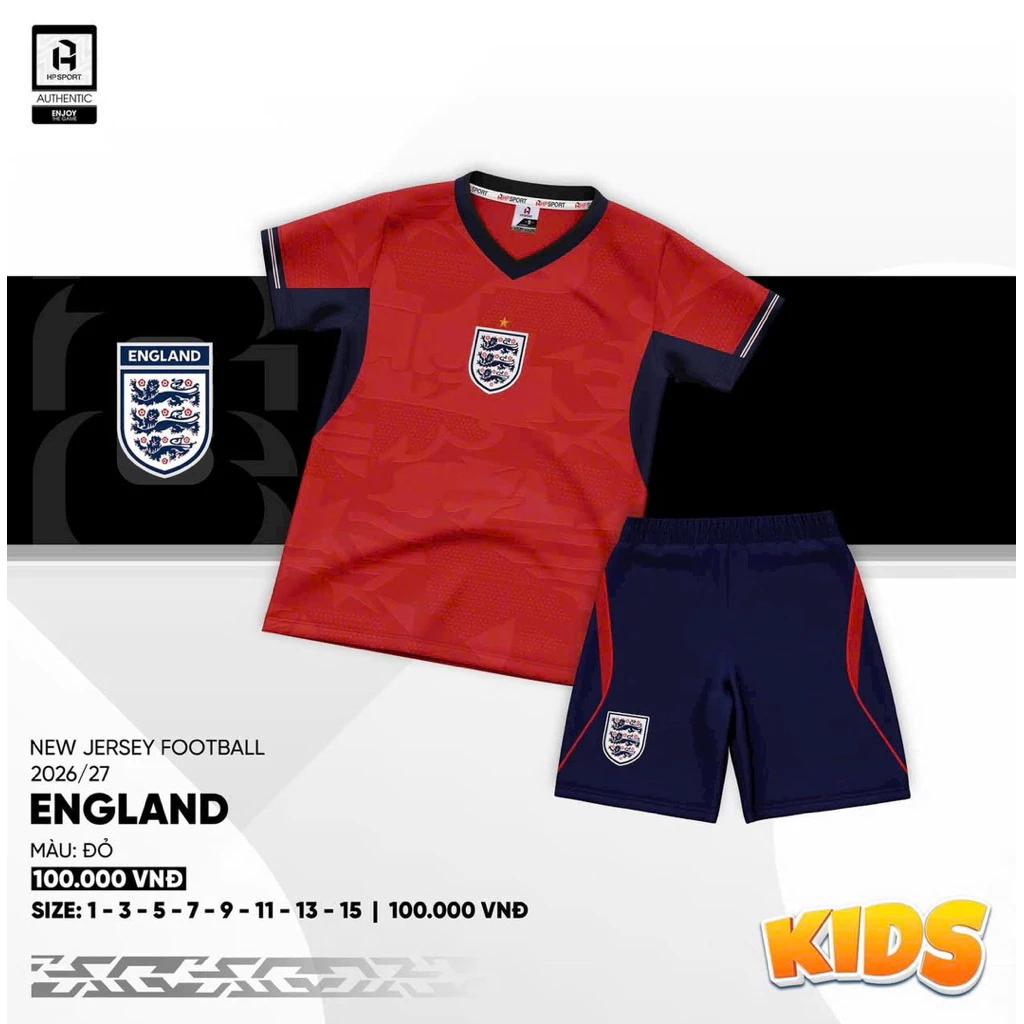 Bộ Quần Áo Đá Banh Anh Đỏ Trẻ Em (Nhận In Tên Số) Thun Mè Cao Cấp Logo Thêu Kids Top Sport
