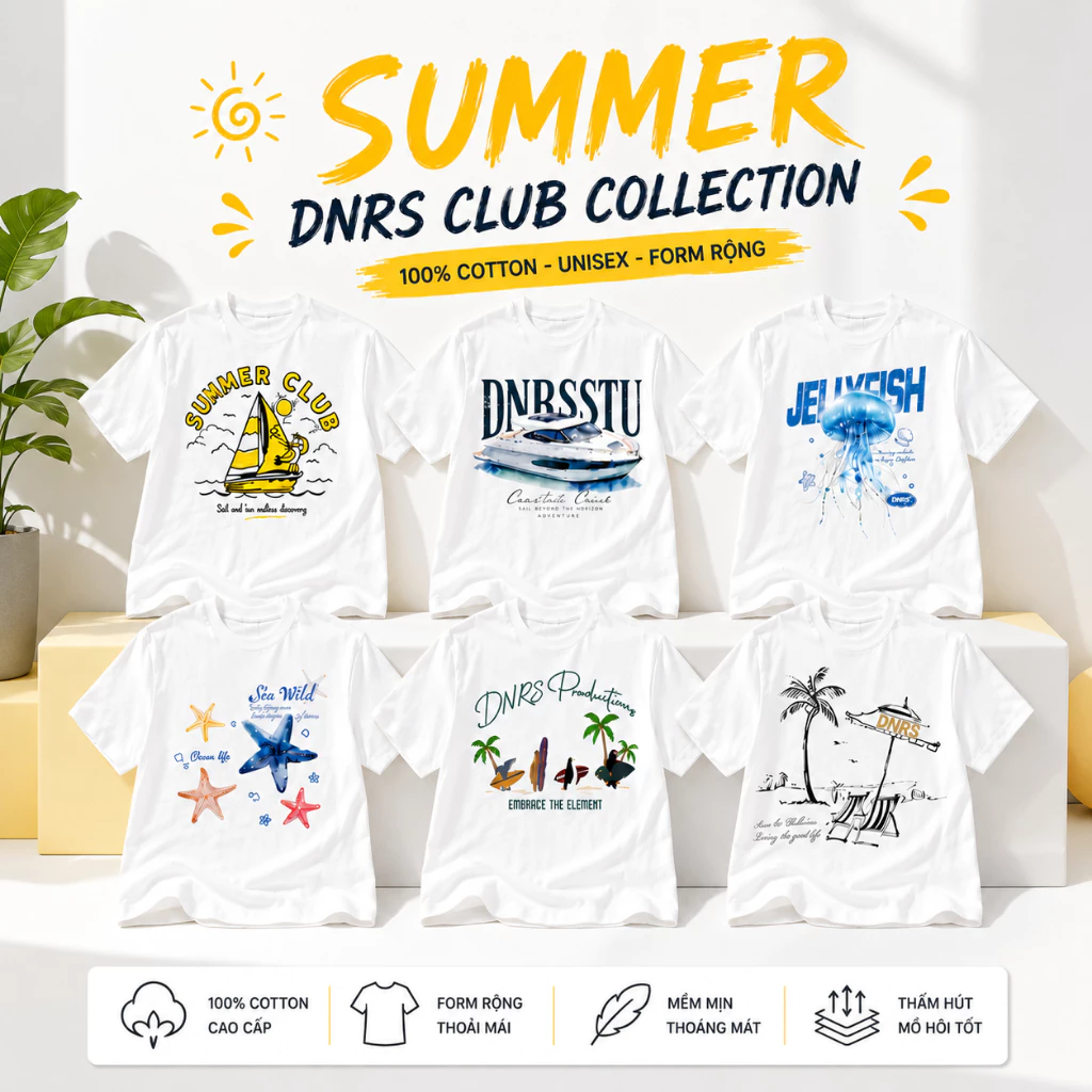 Áo Thun Team Building Mùa Hè Đi Biển Form Oversize Unisex Cotton Thoáng Mát Trendy 2026 PIKRUI