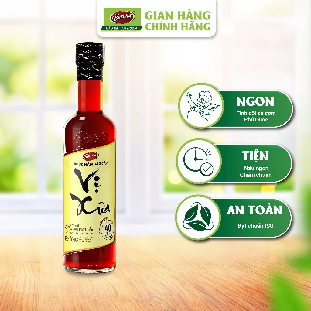 Nước Mắm Cao Cấp Vị Xưa Barona 500ml/chai (40 độ đạm)