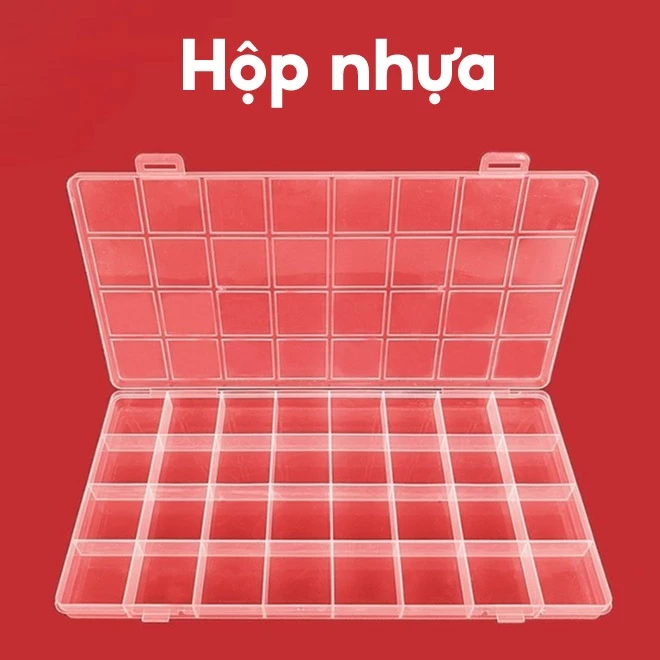 Hộp đựng linh kiện phụ kiện nail có nắp, hộp nhựa trong suốt mini đựng thuốc trang sức móng tay giả