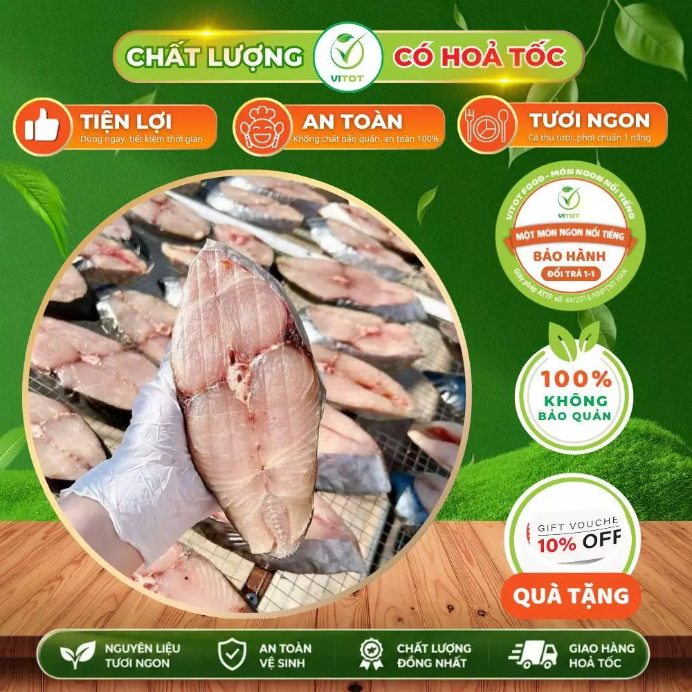 Cá Thu Khúc 1 Một Nắng VITOT Thịt Cá Thơm Ngon, Nhiều Béo, Nhiều Đạm
