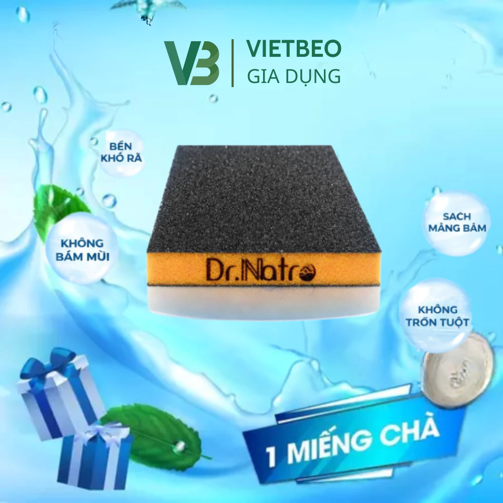 Miếng Xốp Chà Nhám Đa Năng Dr.Natro 2 Mặt Siêu Bền – Chà Nồi, Bếp, Vết Bẩn Cứng Đầu
