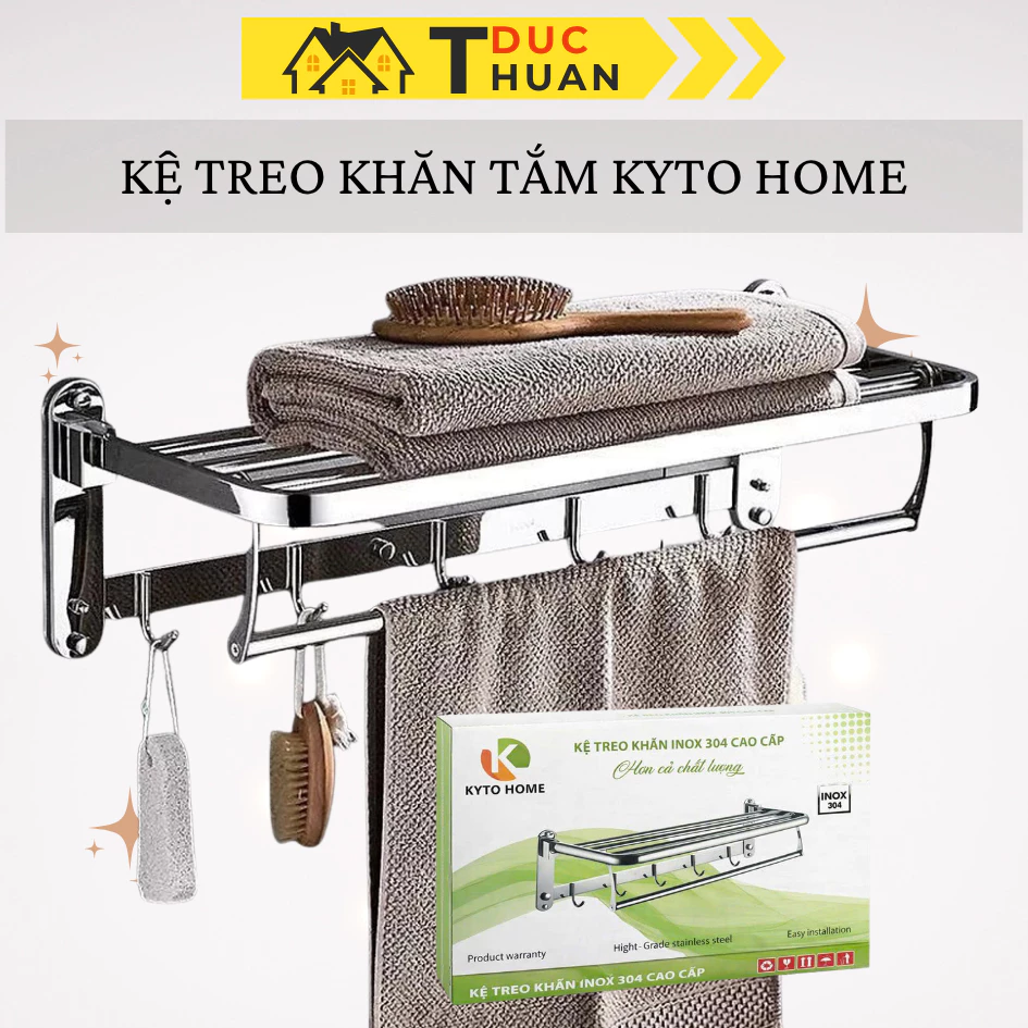 Giá Treo Khăn KYTO HOME Nhà Tắm, Vắt khăn giàn nhà tắm inox 304 - TUIDO SHOP