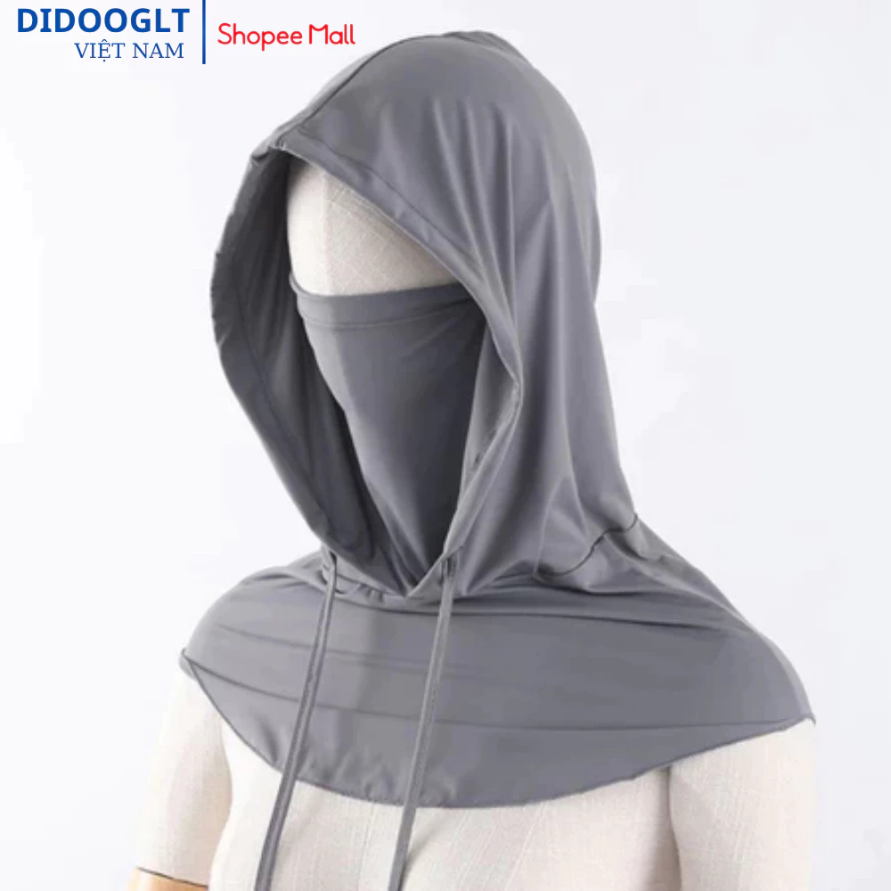 Mũ trùm đầu chống nắng UV tích hợp khẩu trang thoáng khí Didooglt bảo vệ đầu mặt cổ chống nắng hiệu quả