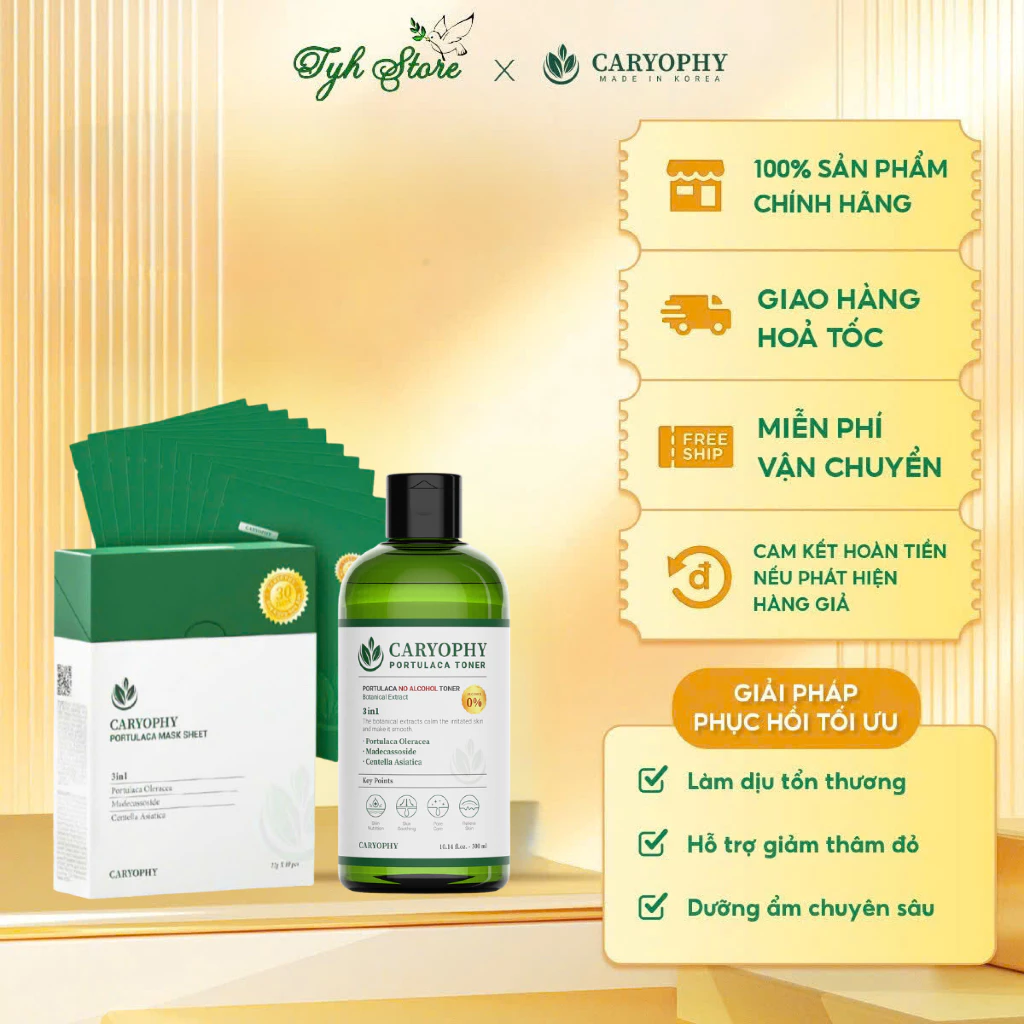 COMBO MẶT NẠ + TONER CARYOPHY LÀM DỊU VÀ PHỤC HỒI DA