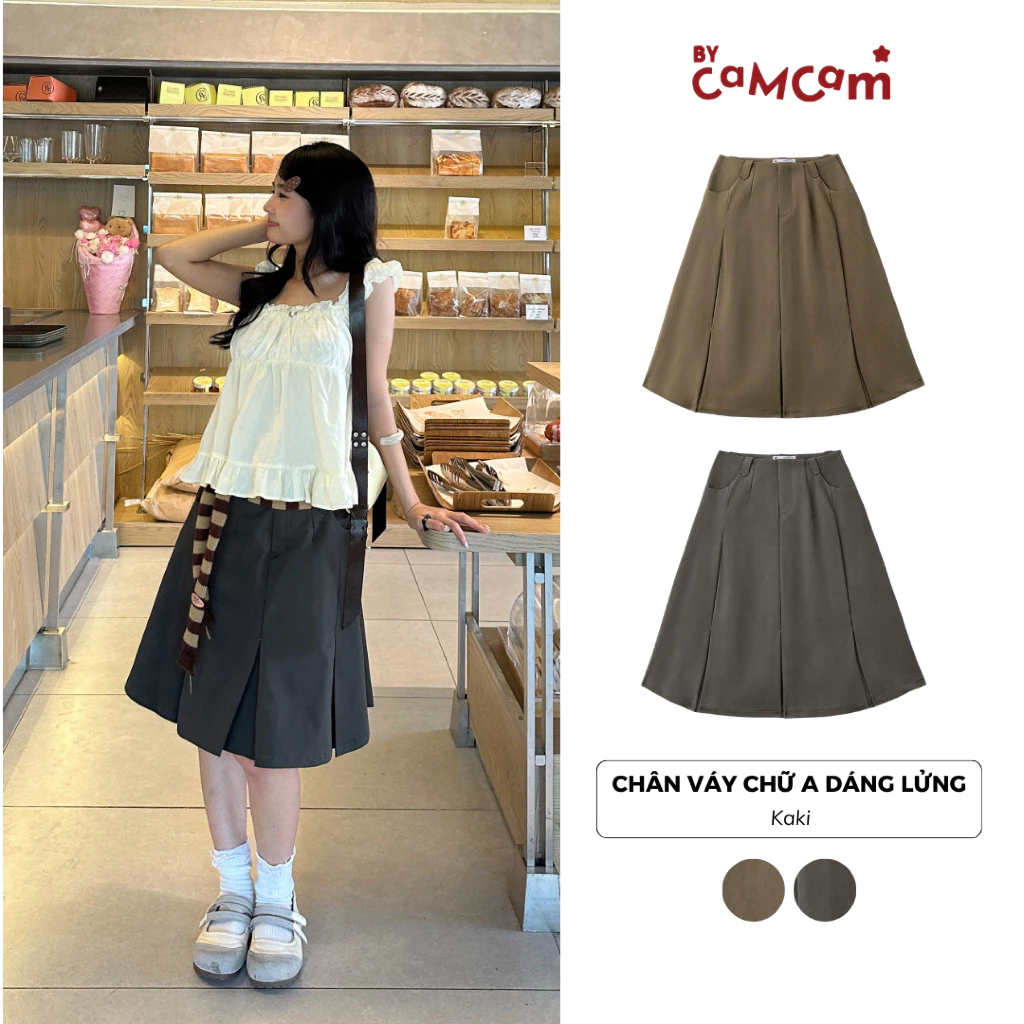Chân Váy Chữ A Dáng Lửng 𝑩𝒚𝒄𝒂𝒎𝒄𝒂𝒎 Chất Liệu Kaki Mềm Phong Cách Nữ Tính Hàn Quốc _CCA510