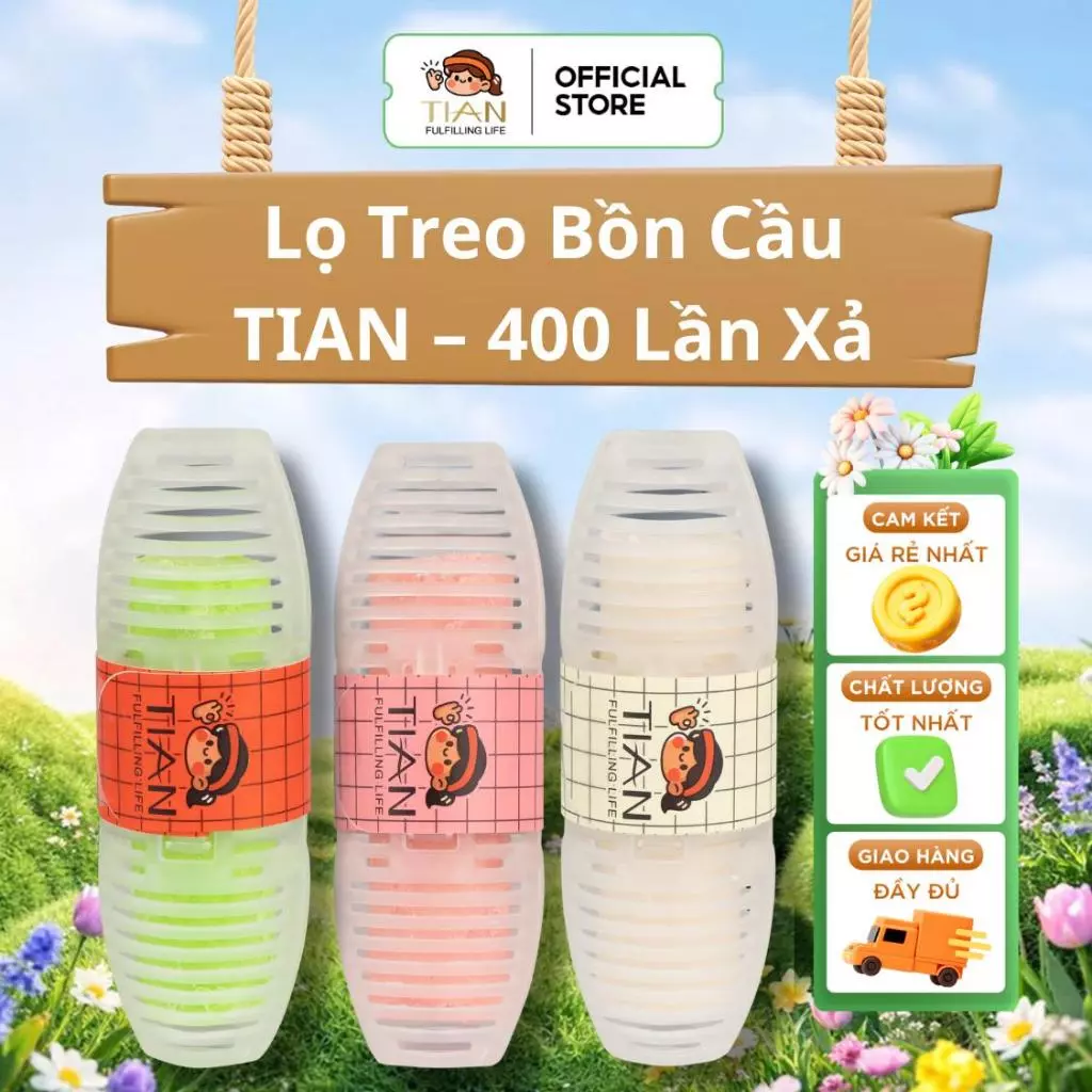[QUÀ TẶNG COMBO 3]Lọ Treo Vệ Sinh Bồn Cầu TIAN – 400 Lần Xả, Tạo Bọt Khử Mùi Thơm Tự Nhiên, Diệt Khuẩn E.coli 99.9%
