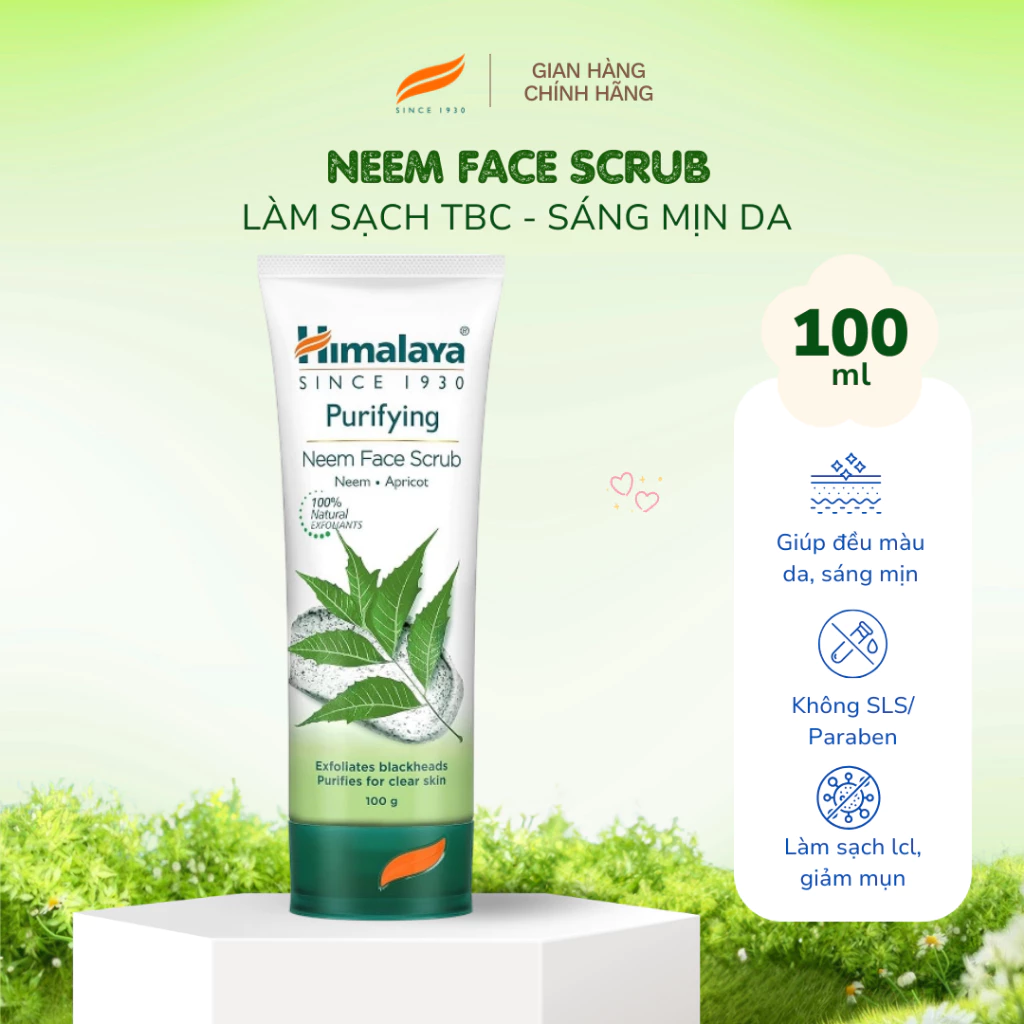 Tẩy tế bào chết chiết xuất lá neem và nghệ ngừa mụm, sáng mịn da Himalaya Purifying Neem Scrub 100ml