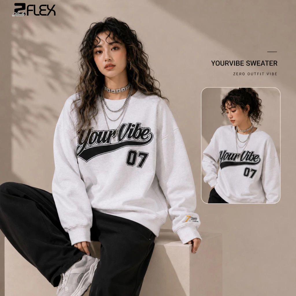 Áo Sweater Nam Nữ ZFLEX AZG08 Nỉ Chân Cua Form Boxy Dày Dặn Phong Cách Hàn Quốc