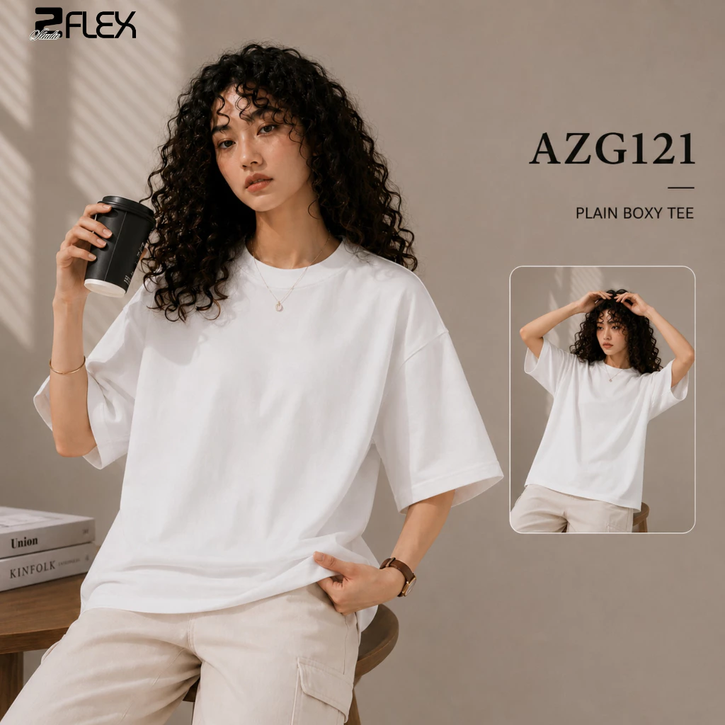 Áo Thun Zgo Fashion Boxy Trơn AZG12 Chất Cotton Dày Dặn Cổ Tròn Phom Phù Hợp Cho Nam Và Nữ