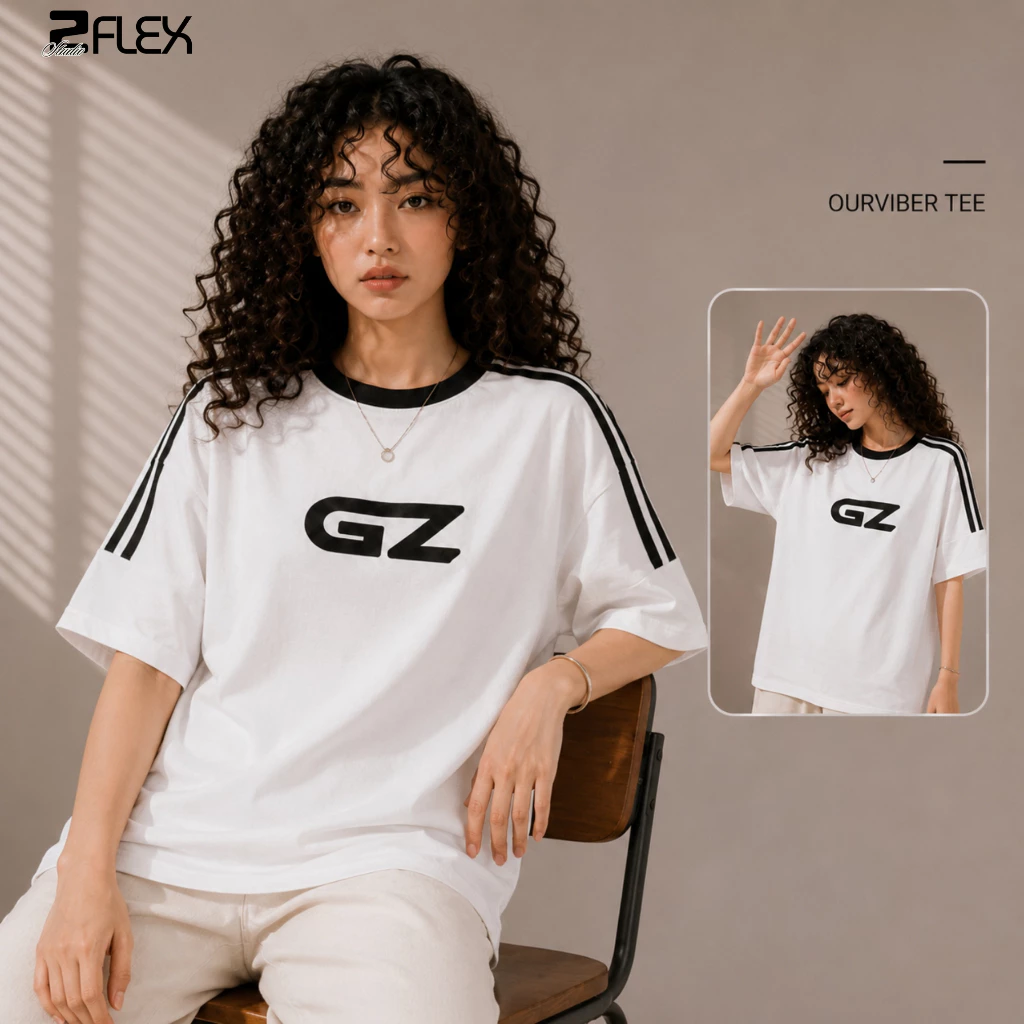 Áo Thun Nam Nữ ZGO AZG33 Tay Ngắn Form Rộng In Chữ Ourviber Vải Cotton