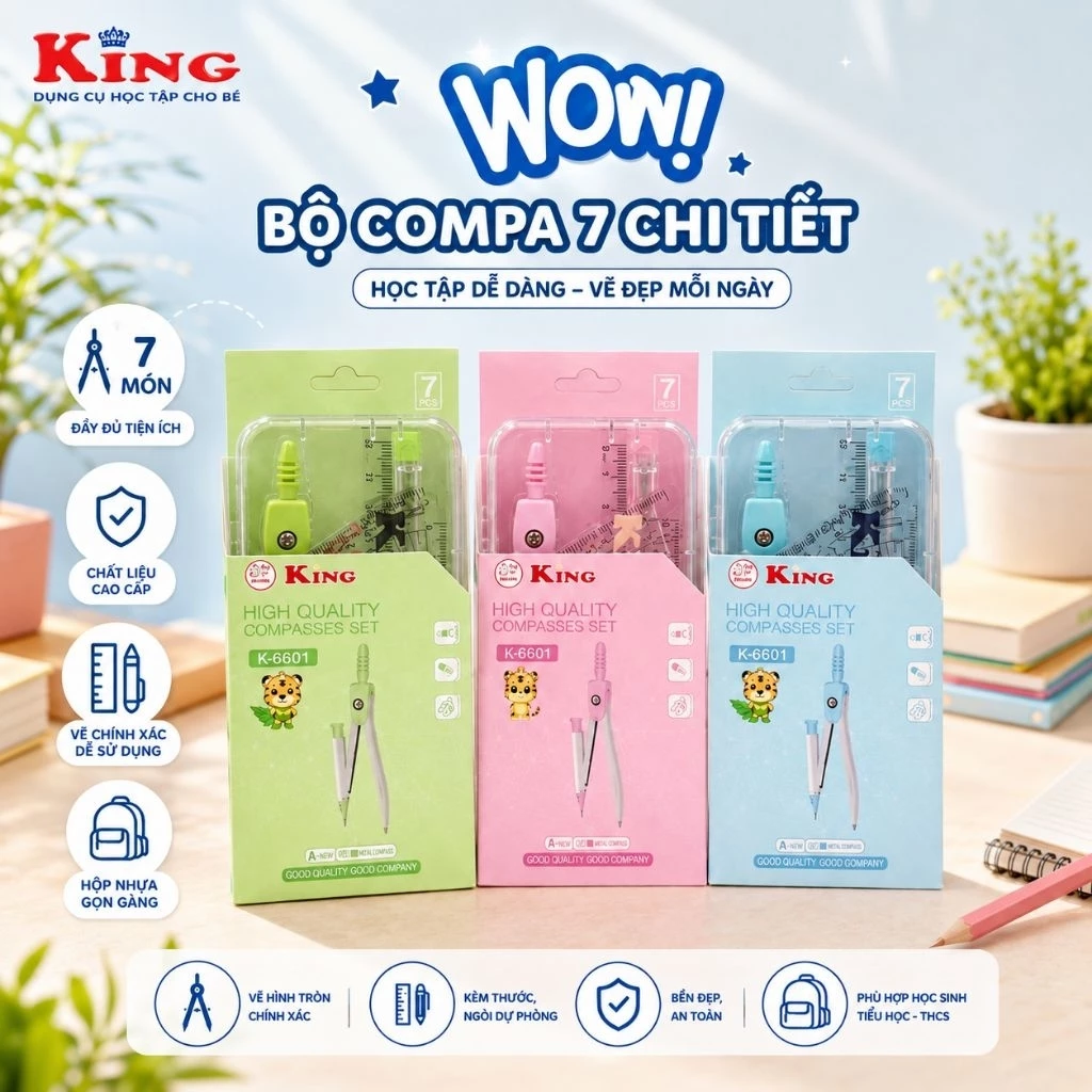🌜📐📏 BỘ COMPA- DỤNG CỤ HỌC TẬP 7 MÓN DÀNH CHO HỌC SINH SINH VIÊN👑🌴🌛