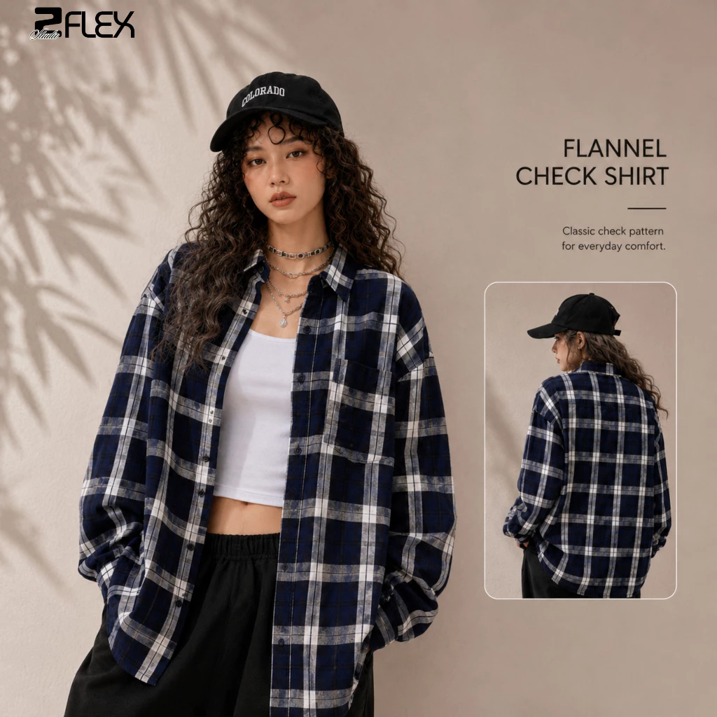 Áo Sơ Mi Flannel ZGO ACARO20 Kẻ Sọc Caro Dài Tay Form Rộng Unisex Khoác Ngoài