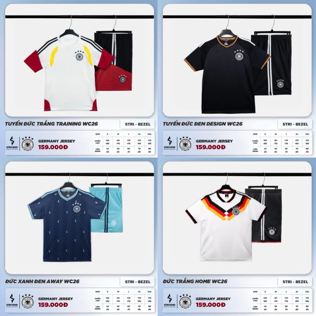 Bộ quần áo đá bóng, đồ đá banh đội tuyển Đức Wc2026 chất vải cao cấp thoáng khí, hoạ tiết ấn tượng