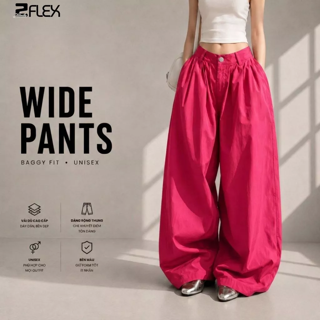 Quần Harem Dáng Thụng Zflex QZG14 Ống Rộng Unisex Vải Dù Gió Nhăn Xếp Ly Cá Tính - Zgo Fashion