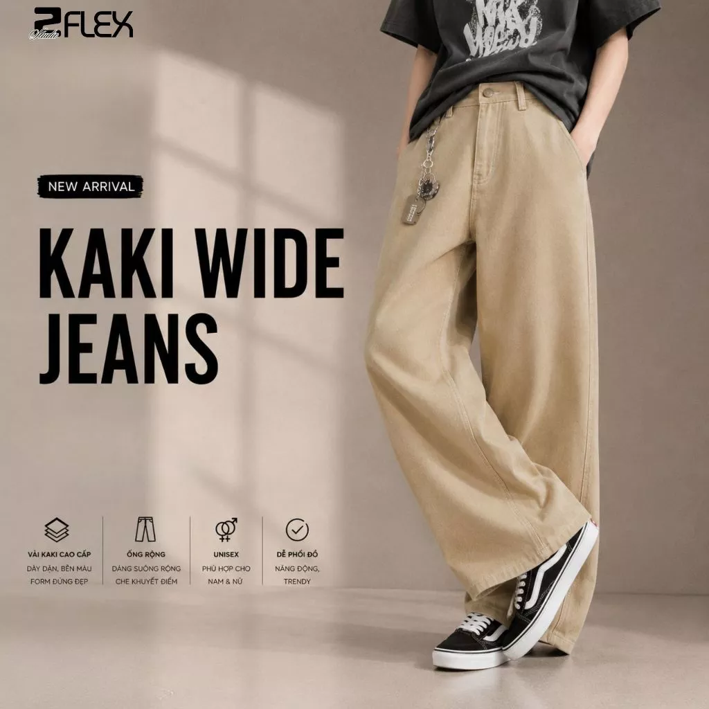 Quần Jean Nam Nữ ZGO FASHION QZG16 Ống Rộng Dáng Suông Cạp Cao Vải Kaki Dày Dặn
