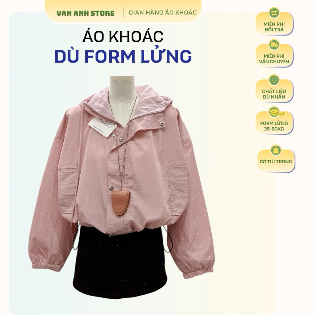 Áo Khoác Dù Nhăn Nút Bấm Form Ngắn Nữ, áo khoác dù 2 lớp vải mềm mịn có 2 túi ngoài kèm 1 túi trong form 35-60kg mặc đẹp