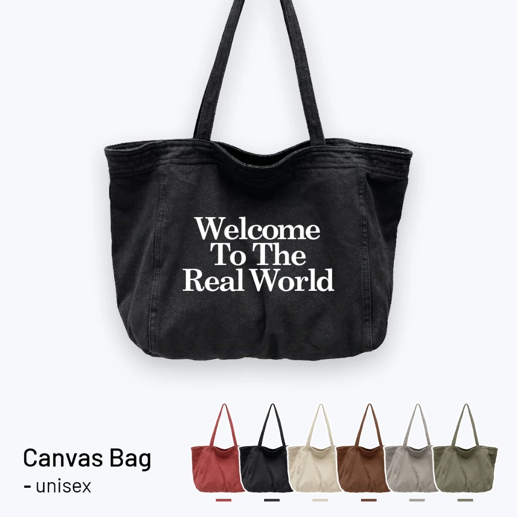 Túi Tote Vải Canvas Nam Nữ Cỡ Lớn Phong Cách Vintage Đeo Vai Đi Học Đi Chơi Cao Cấp - Túi Tote Streetwear Basic - TVIN29
