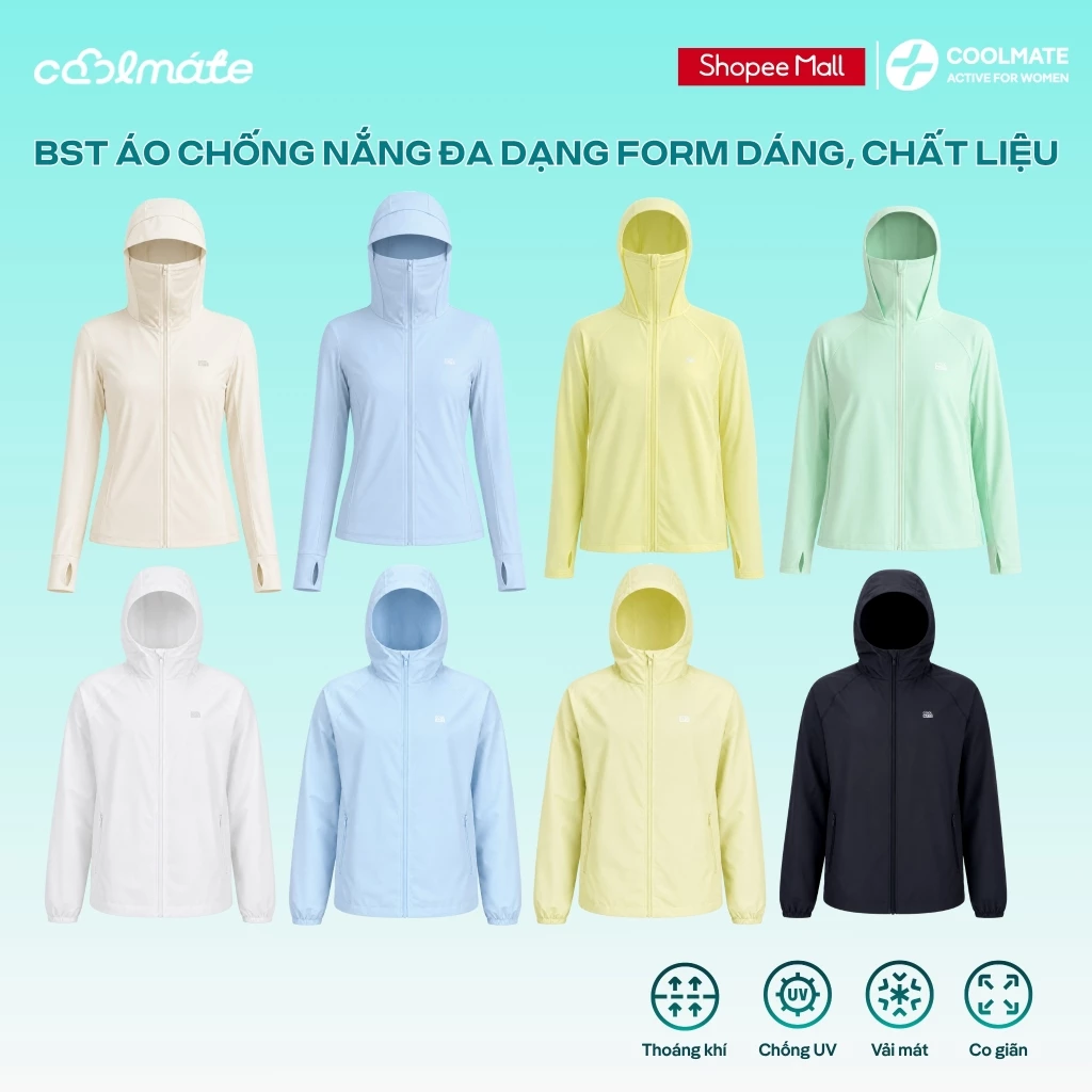 [MUA 2 GIẢM 10%] BST Áo Chống Nắng Nữ Coolmate Chất vải mát chống tia UV tối đa nhiều Form Dáng Chất Liệu