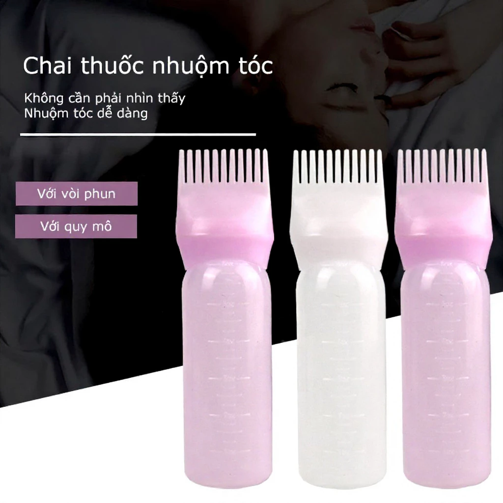 Chai nhựa đựng thuốc nhuộm tóc có lược chải 120ml tiện lợi