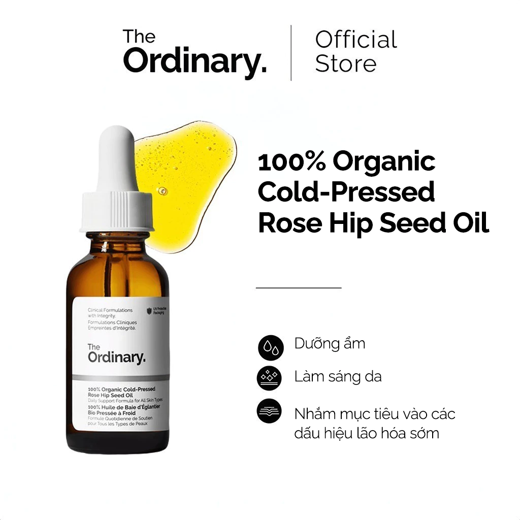 The Ordinary 100% Organic Cold Pressed Rose Hip Seed Oil 30ML Tinh dầu cấp ẩm, dưỡng sáng da