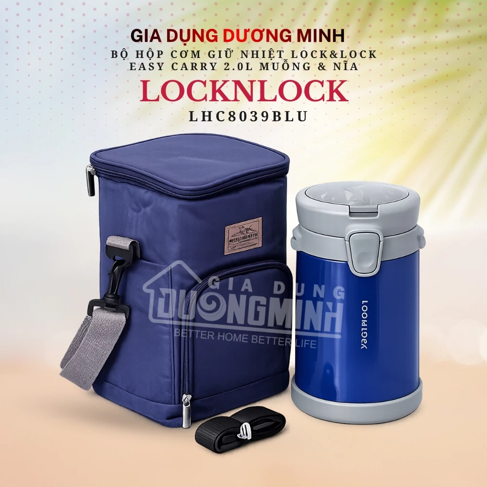 Bộ hộp cơm giữ nhiệt LOCK&LOCK EASY CARRY 2.0L bộ muỗng và nĩa GIA DỤNG DƯƠNG MINH
